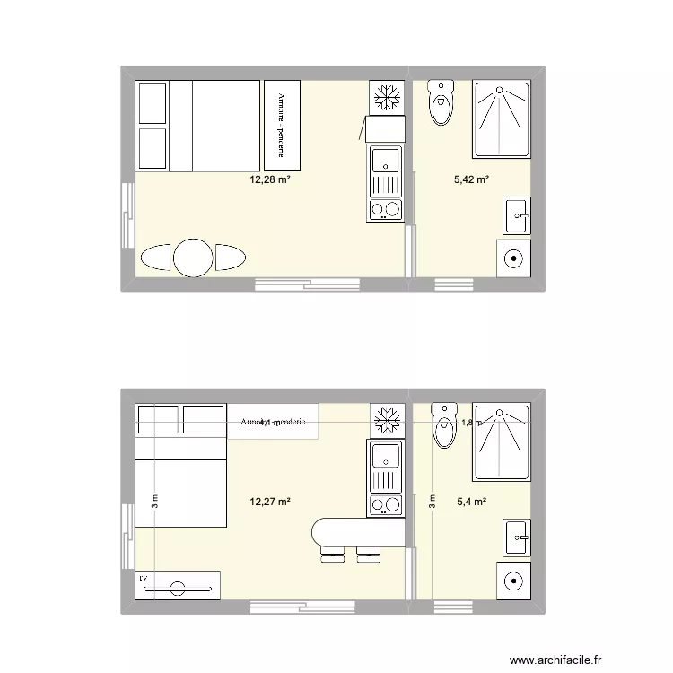 Modulaire 2 plan. Plan de 4  et 35 m²