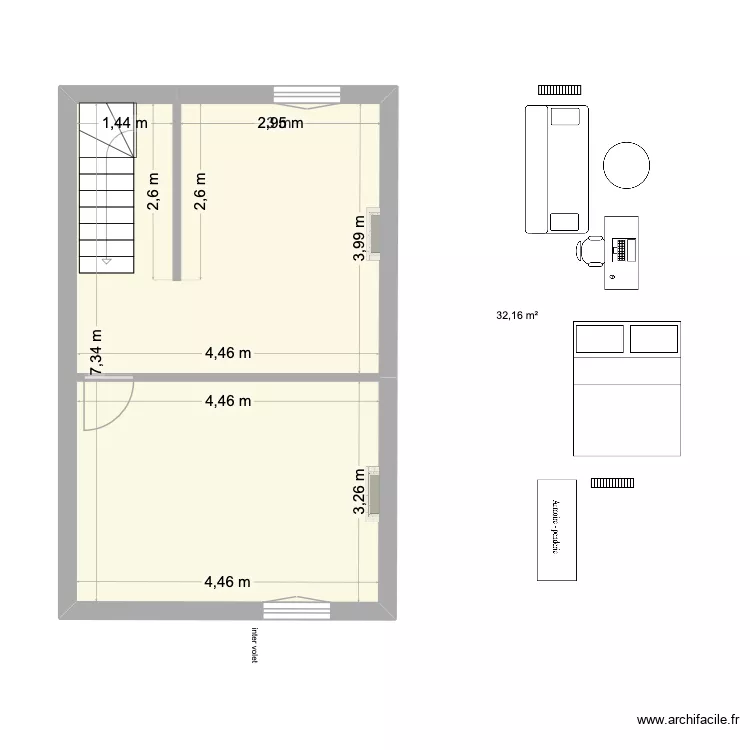 CLOISONS 2ème. Plan de 1 et 32 m² CLOISONS 2ème. Plan de 1 et 32 m²