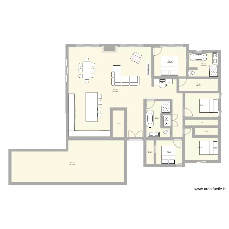 eloise plus eastman. Plan de 14  et 188 m²