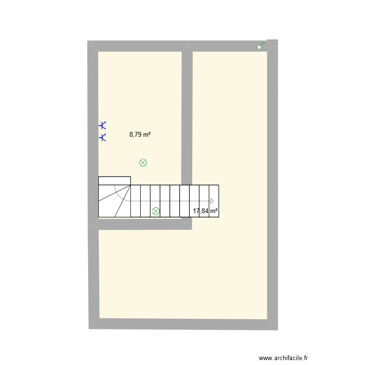 Rez-de-chaussée. Plan de 2 pièces et 27 m2