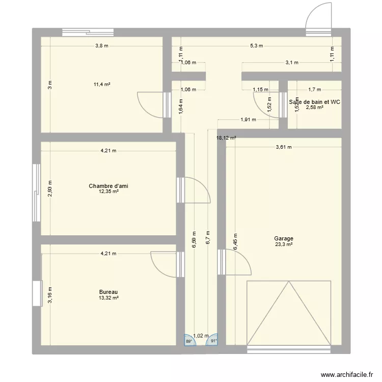 rdc maison. Plan de 6 Pièces et 81 m² rdc maison. Plan de 6 Pièces et 81 m²