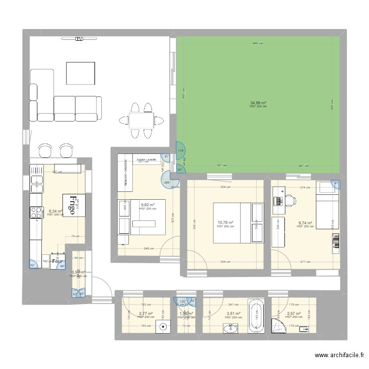 Plan EVRY Square du Dragon. Plan de 12 pièces et 87 m2