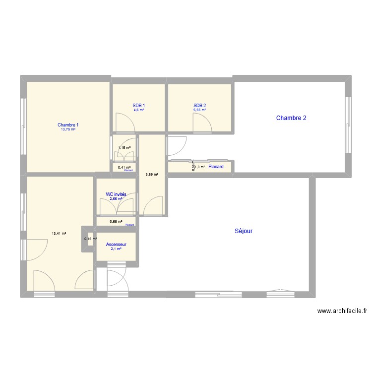 APPARTEMENT CROIX DES GARDES Modifié. Plan de 12 pièces et 50 m2