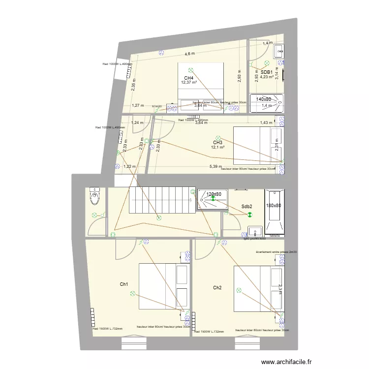 Aub&eacute;pin. Plan de 9  et 75 m²