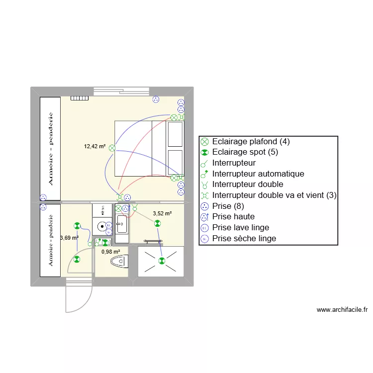 PLAN ELECTRIQUE EXTENSION. Plan de 4 pièces et 21 m²