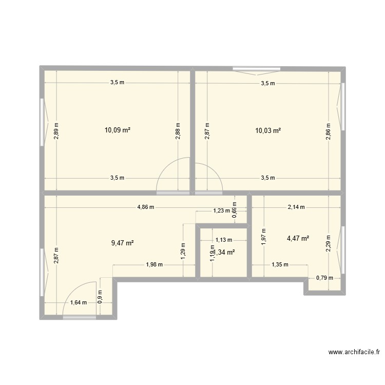 SEMAR 4. Plan de 5 pièces et 35 m2