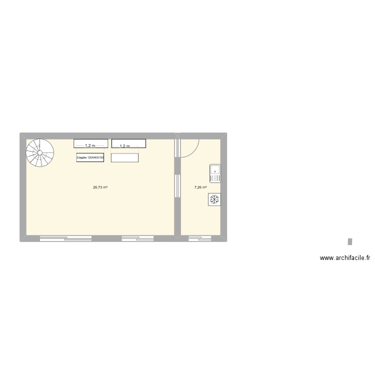 ADOC. Plan de 2 pièces et 34 m2