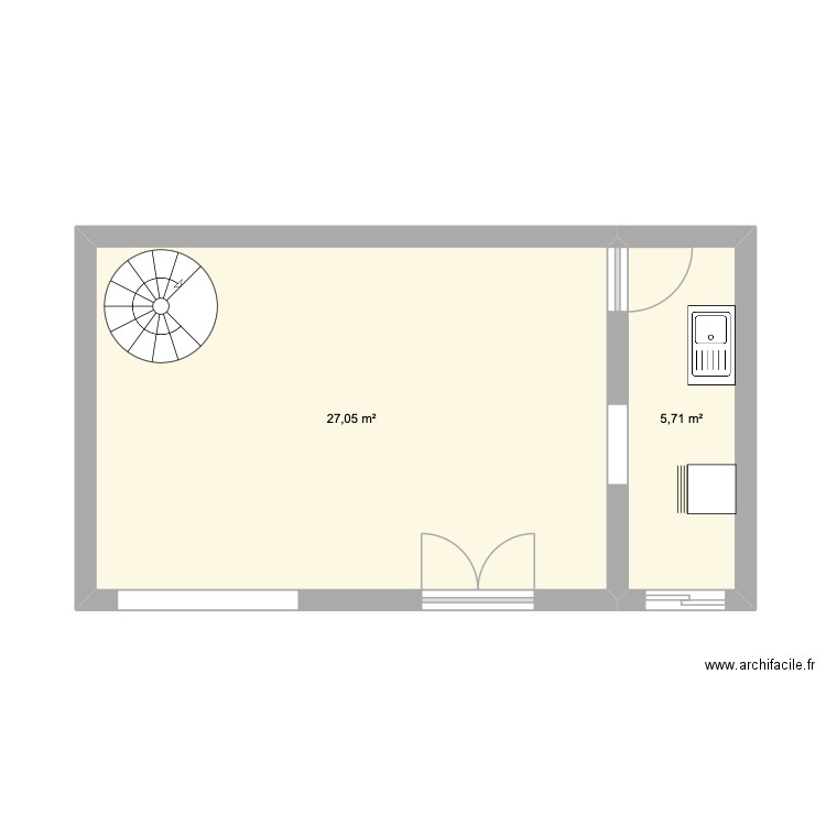 adoc. Plan de 2 pièces et 33 m2
