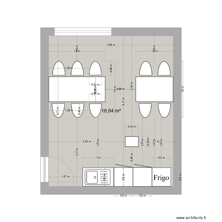 plan 3. Plan de 1 pièce et 19 m2