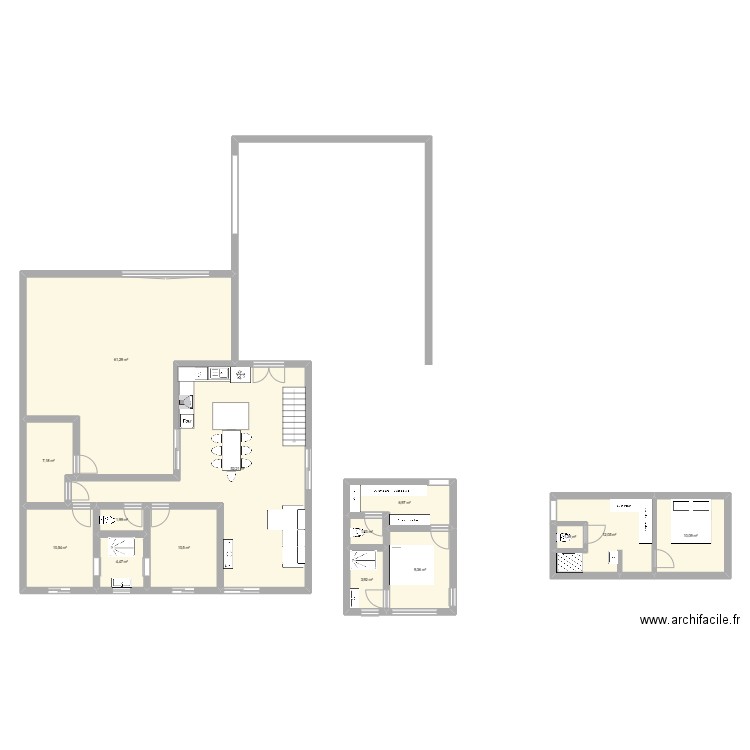 grange 3. Plan de 14 pièces et 194 m2
