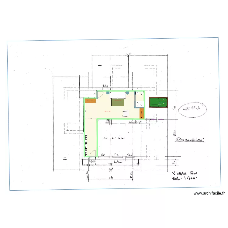 MEZZA SAMOENS variante2  chambre 18/3. Plan de 