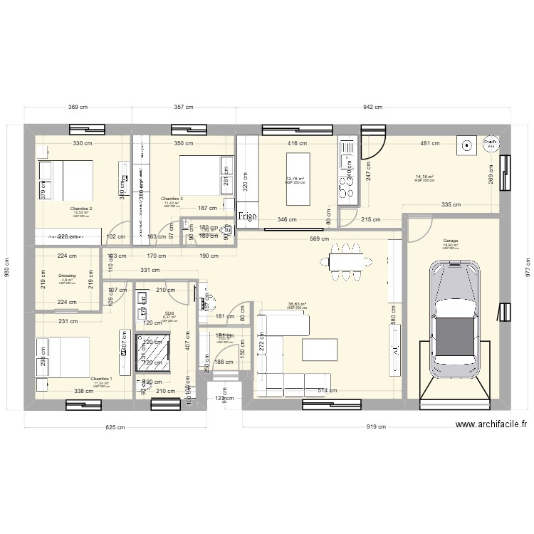 kroum et souria 11. Plan de 11 pièces et 138 m2