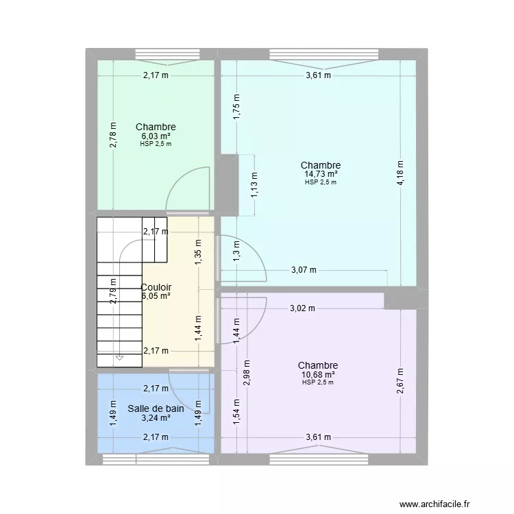 PLAN Frameries 1 &eacute;tage. Plan de 6 Pièces et 41 m²