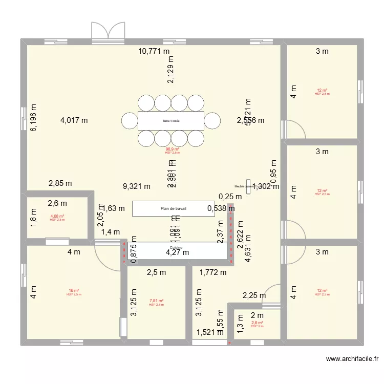 Maison T5. Plan de 8 pièces et 164 m²