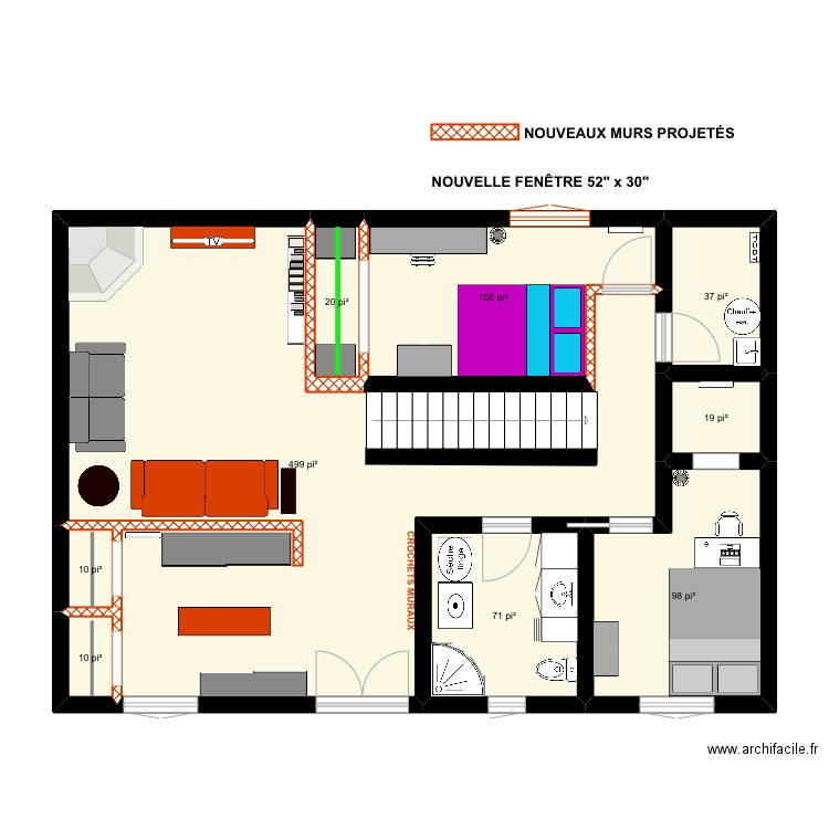 croquis Maison Toon - Sous-sol 1.2. Plan de 9 pièces et 81 m2