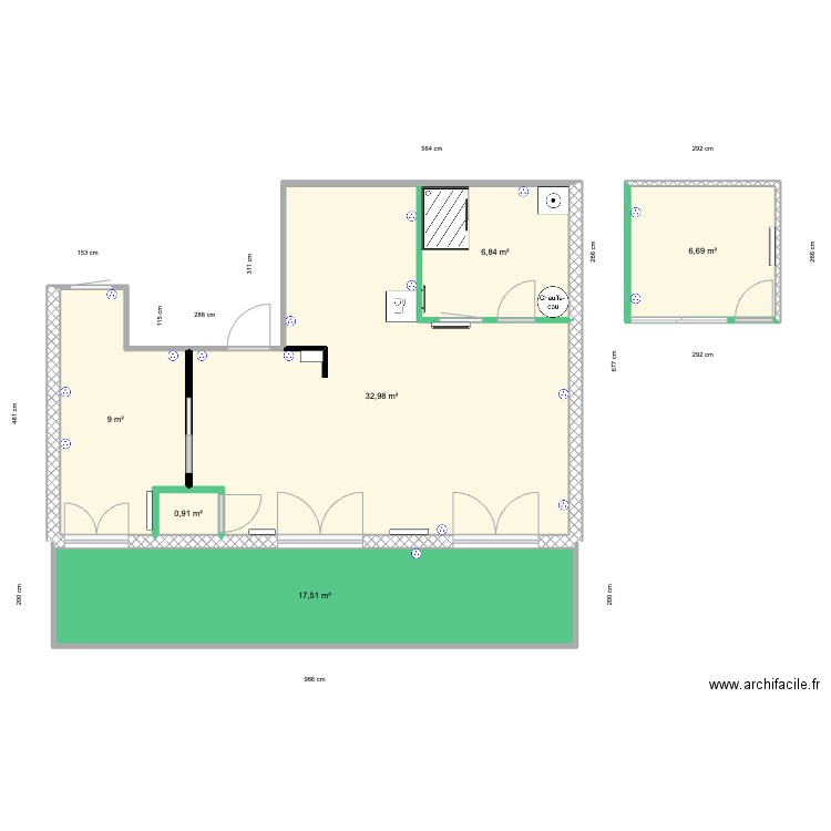 Appartement Saint esprit - Electricité . Plan de 6 pièces et 74 m2