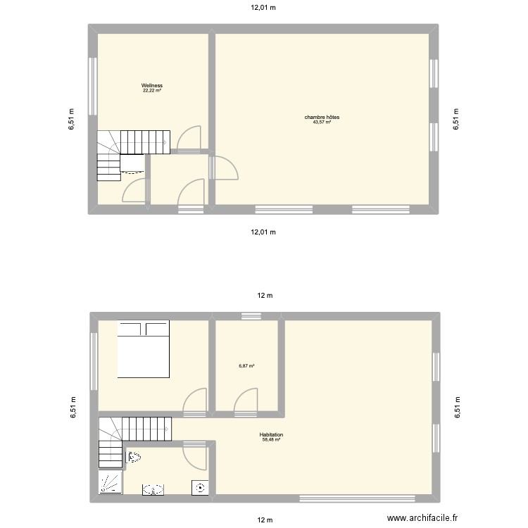 isa projet. Plan de 4 pièces et 131 m2