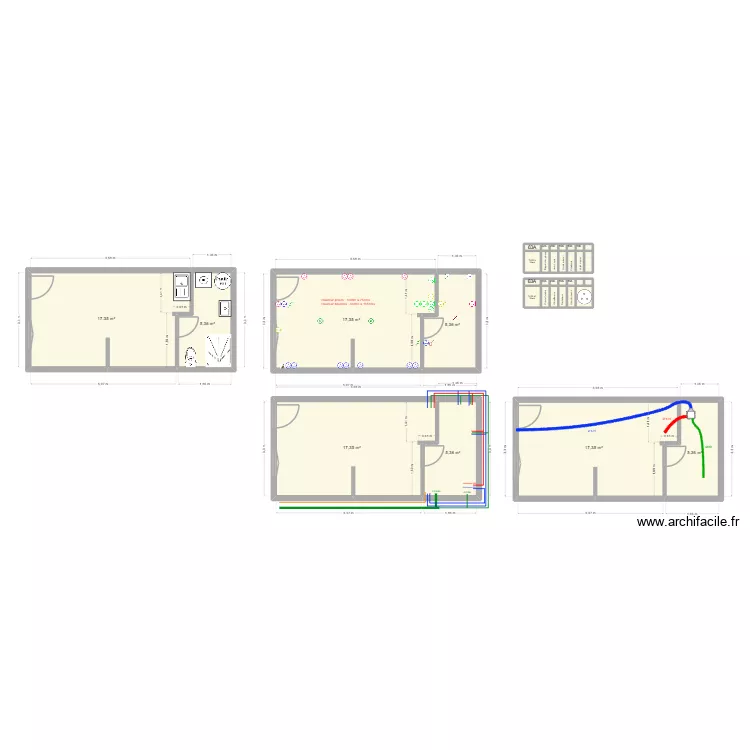 Studio Candé avec cotation (elec,vmc,plomberie). Plan de 35 et 95 m² Studio Candé avec cotation (elec,vmc,plomberie). Plan de 35 et 95 m²