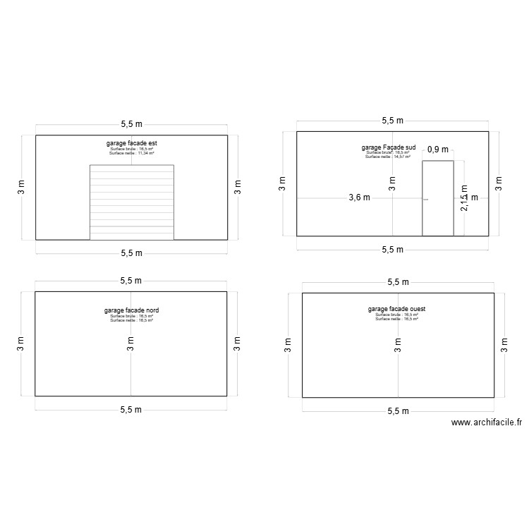 facades garage. Plan de 0 pièce et 0 m2
