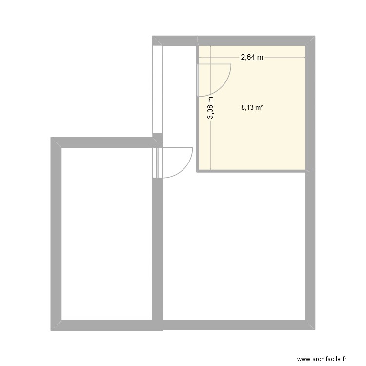 Apartrives. Plan de 1 pièce et 8 m2