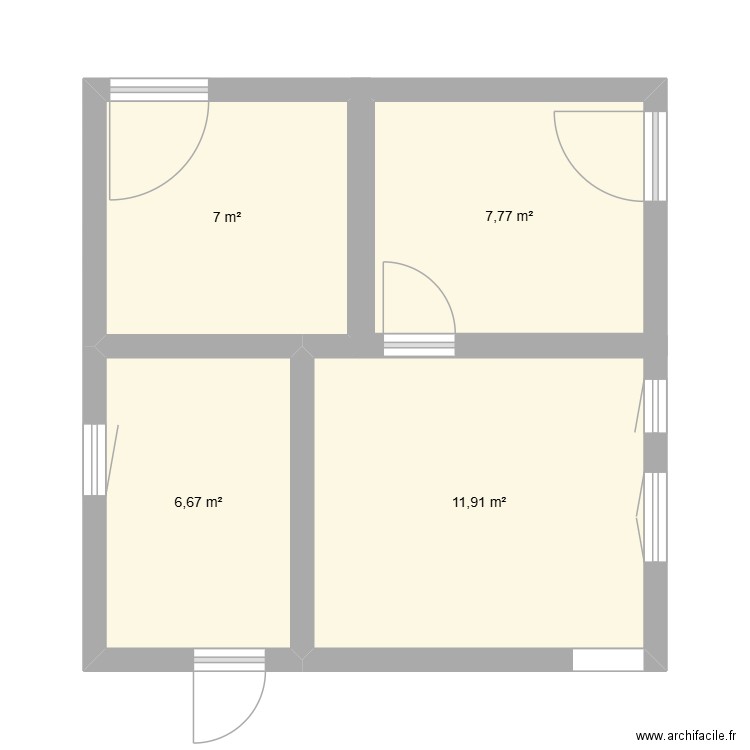 Cellier, atelier et cuisine. Plan de 4 pièces et 33 m2
