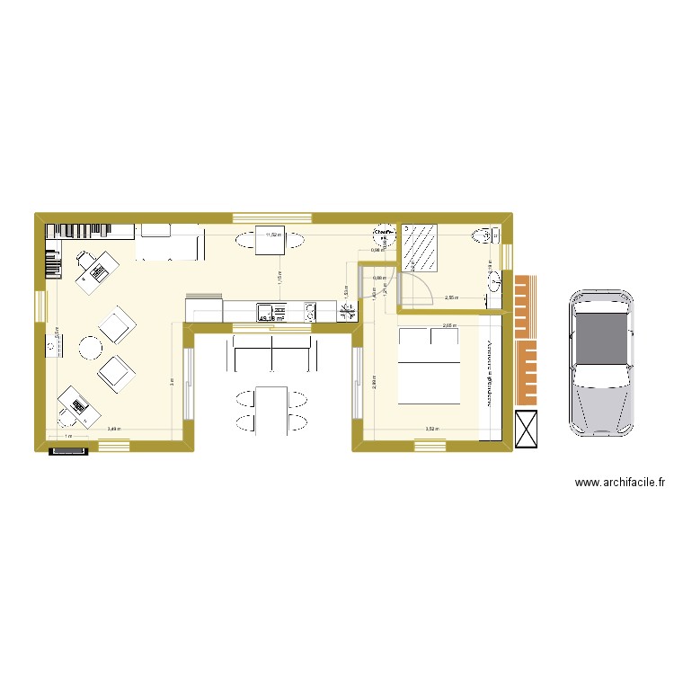 version1. Plan de 1 pièce et 49 m2