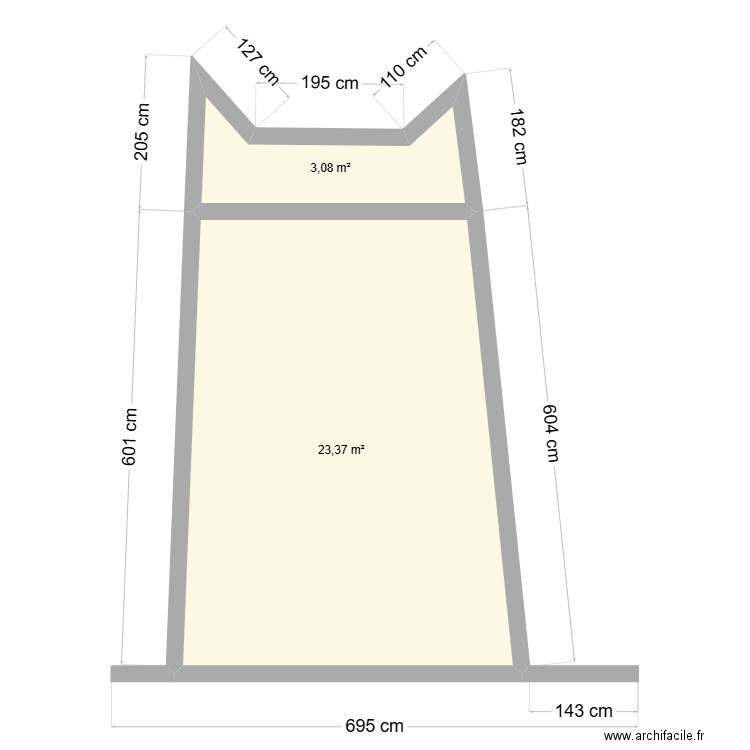 Ebauche château d'eau - 29 mars 25. Plan de 2 pièces et 26 m2