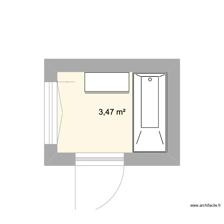 Salle de Bain. Plan de 1 Pièce et 3 m²