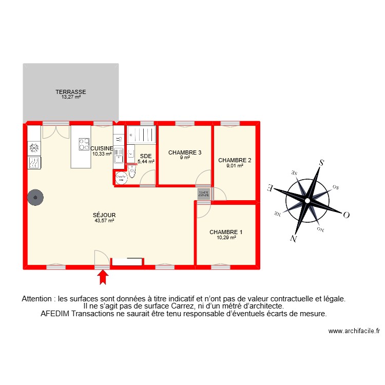 BI 28920-. Plan de 7 pièces et 101 m2