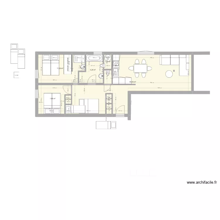 BERLICANT T3 1 er etage cloison conserv&eacute;eV2. Plan de 