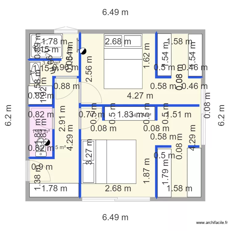 DOUDA IDEE 1. Plan de 4 pièces et 35 m² DOUDA IDEE 1. Plan de 4 pièces et 35 m²
