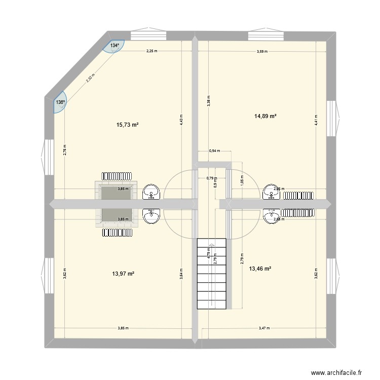 1er. Plan de 4 pièces et 58 m2