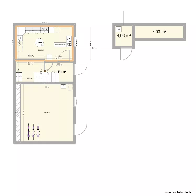 Miellerie V3. Plan de 6  et 81 m²