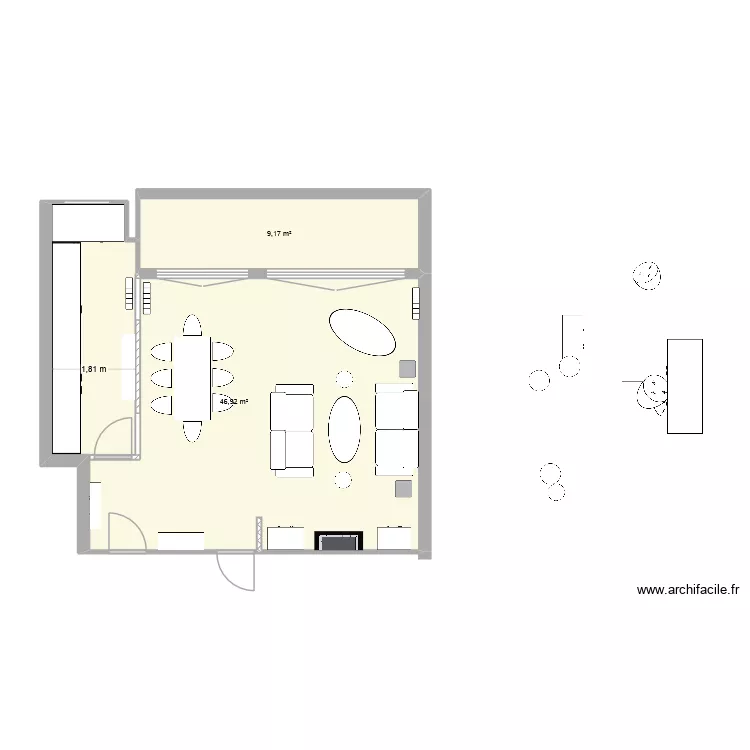 lavoisier 6. Plan de 2 pièces et 56 m²