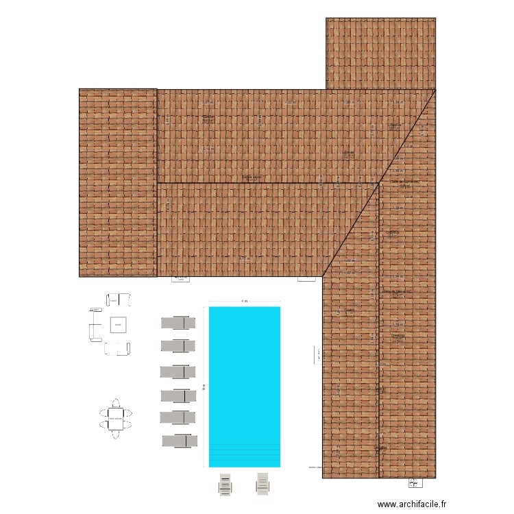 Bonanno Coupiac L inversé 4 Toiture. Plan de 11 pièces et 192 m2