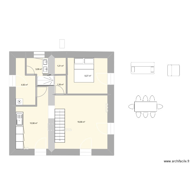 Pralo V2. Plan de 7 pièces et 49 m2