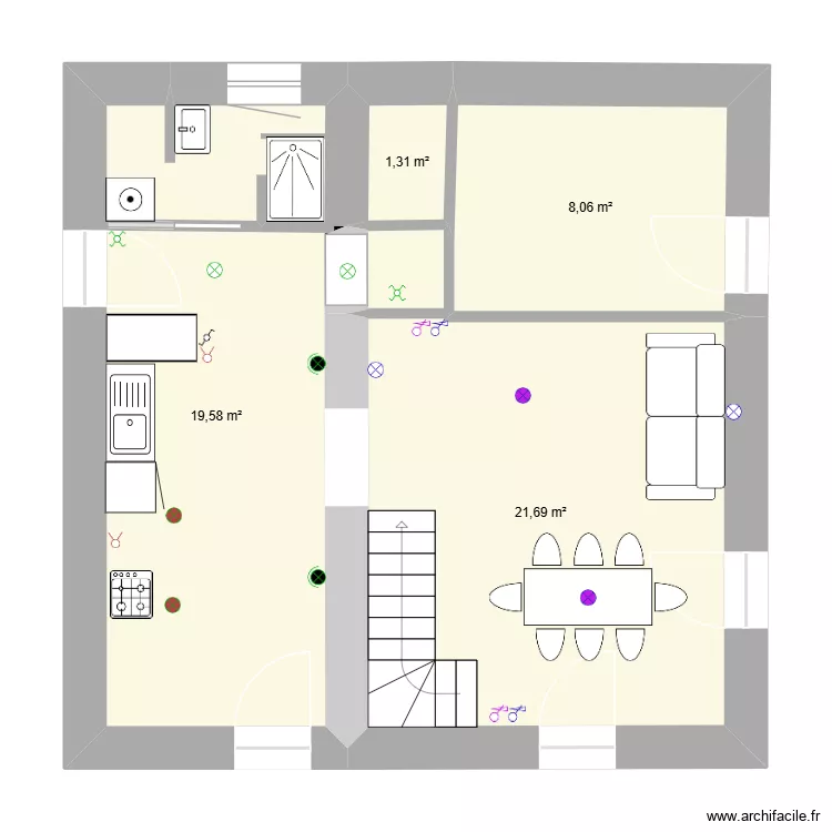 Pralo &eacute;tage. Plan de 4  et 51 m²