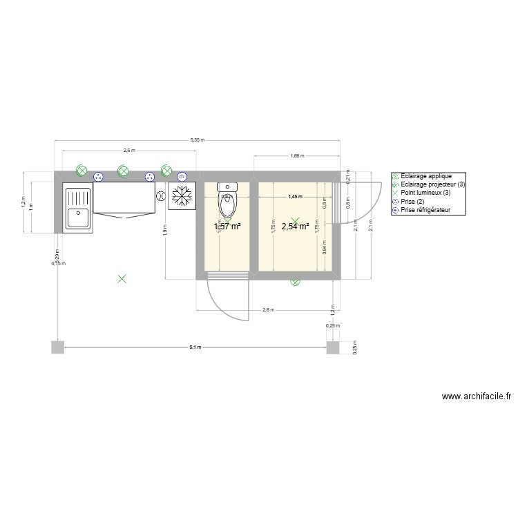 elec pool house. Plan de 2 pièces et 4 m2