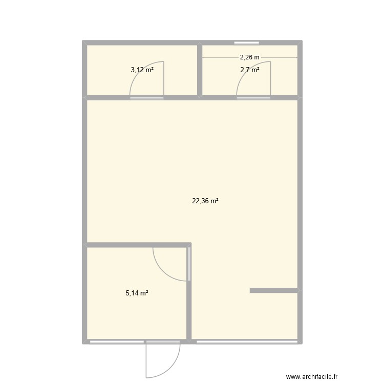plan de base. Plan de 4 pièces et 33 m2