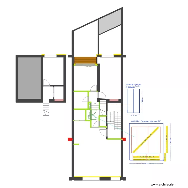 BAUCQ 77 1e étage Portes MDF. Plan de 14 Pièces et 99 m² BAUCQ 77 1e étage Portes MDF. Plan de 14 Pièces et 99 m²