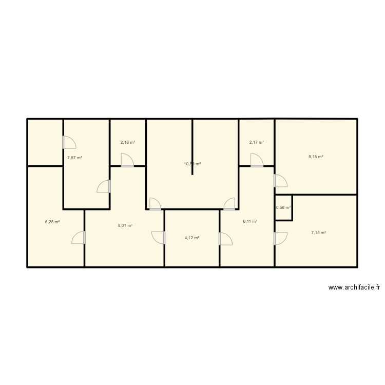 plan2. Plan de 11 pièces et 63 m2