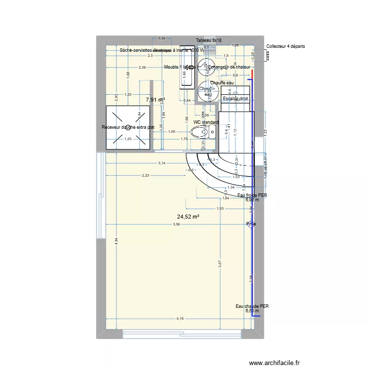 piece cabin&eacute; buron. Plan de 2  et 32 m²