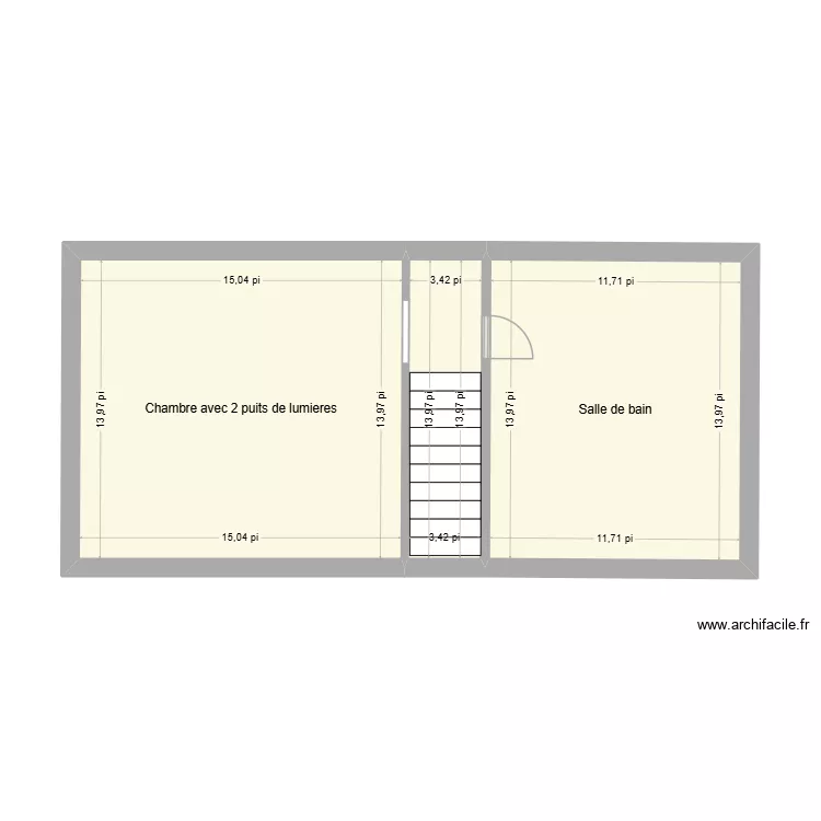ETAGE. Plan de 3 pièces et 39 m² ETAGE. Plan de 3 pièces et 39 m²