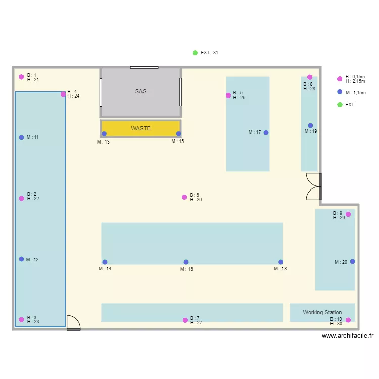 Cryoport WH 21 31 sondes. Plan de 10  et 680 m²