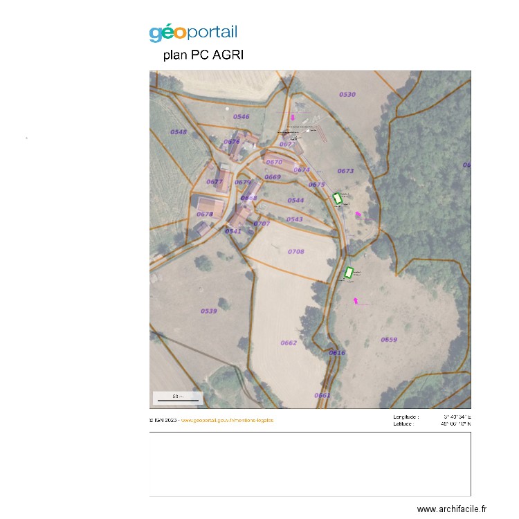2025-09-29 PLAN PC AGRI 4 distances vues photomontage. Plan de 2 pièces et 154 m2