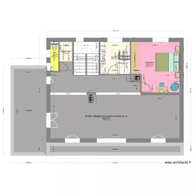 Martigny modifi&eacute;. Plan de 32 pièces et 272 m²
