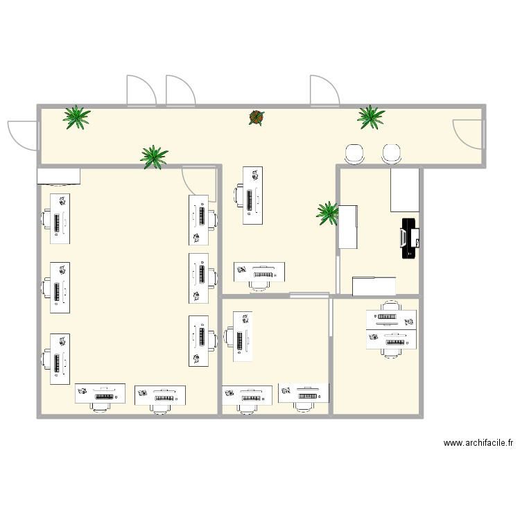 Bureau DRH 1. Plan de 4 pièces et 88 m2