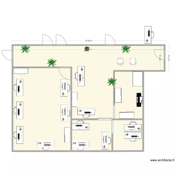 Bureau DRH 1. Plan de 4 pièces et 88 m²