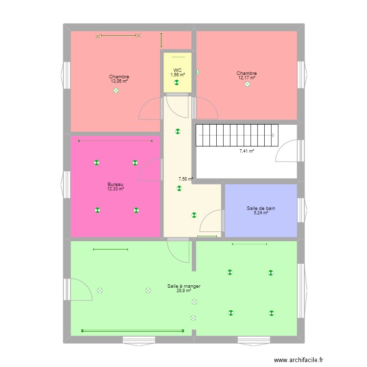 plan élec. Plan de 8 pièces et 88 m2