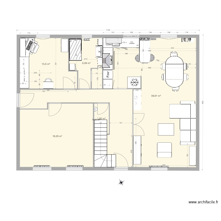 maison bis. Plan de 6 pièces et 90 m2